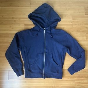 VTG Champion Reverse Weave Full Zip Navy Blue Hoodie Sweatshirt - Small